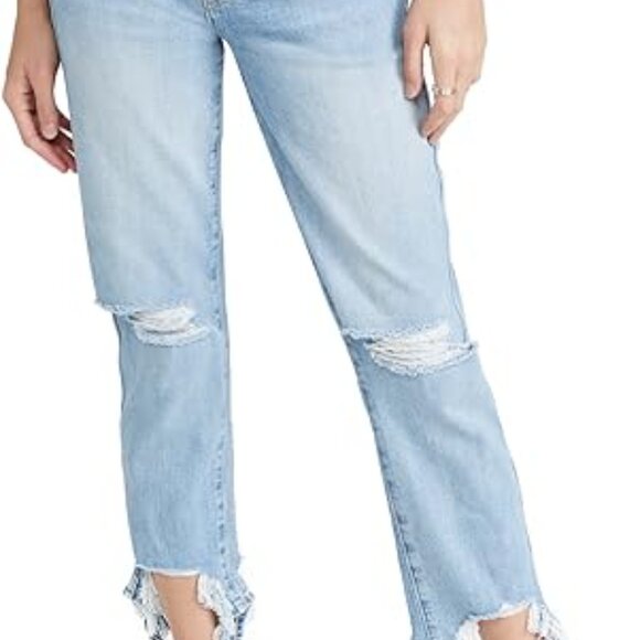 7 For All Mankind High Waist Cropped Straight Jeans in Blue Breeze, … - Picture 2 of 13